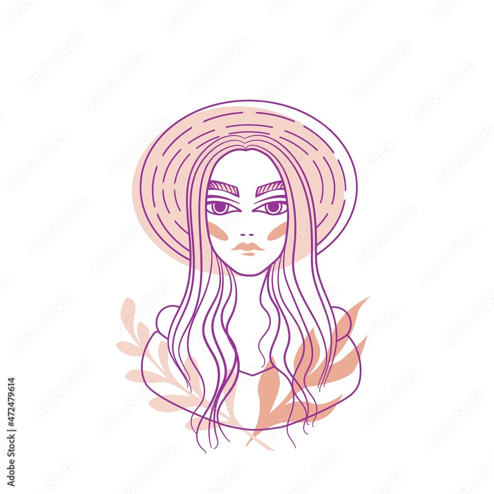 Abstract woman face vector drawing sketch. Fashion girl model portrait illustration for modern print design. Abstract woman face vector drawing sketch. Fashion girl model portrait illustration for modern print design.