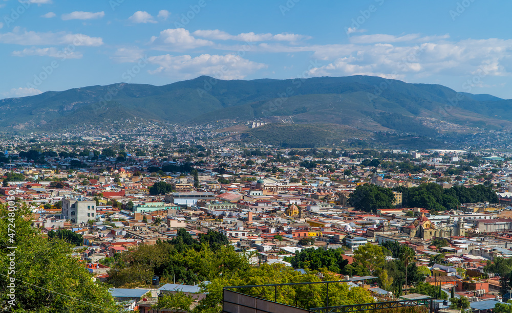 Aerial view of the city of Oaxaca de Juarez in southern Mexico