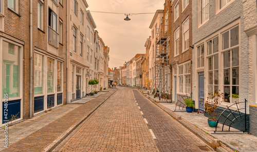 Streetview of Gortstraat, city of Middelburg, The Netherlands.
