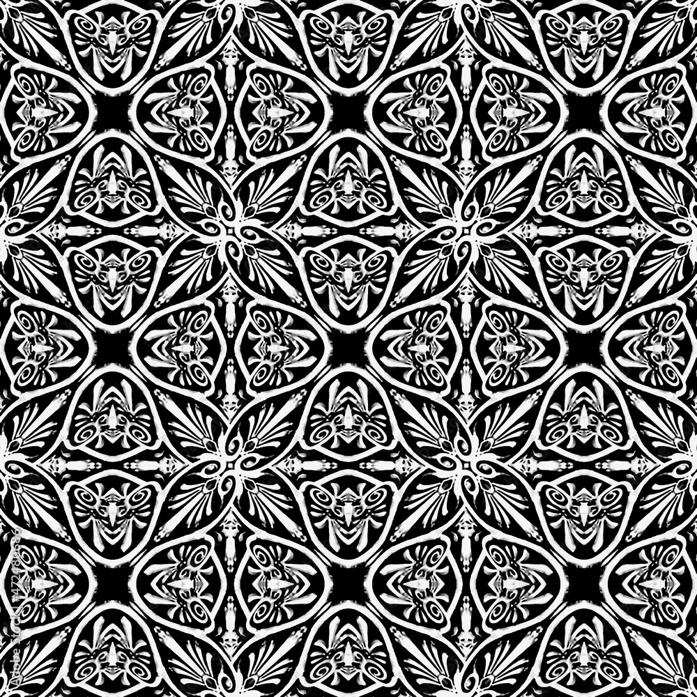 Fototapeta premium Black and White Modern Ornate Pattern