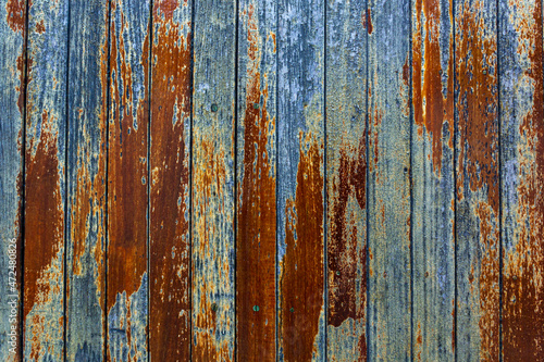 Wooden rusty wood, blue and brown, wooden background, backdrop © raquel