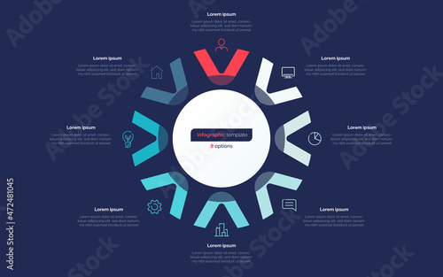 Eight option circle infographic design template. Vector illustration