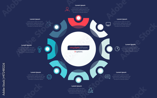 Eight option circle infographic design template. Vector illustration