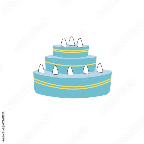 Vector cartoon flat torte cake isolated on empty background-sweet shop,restaurant and cafe dishes,food delivery service concept,web site banner ad design