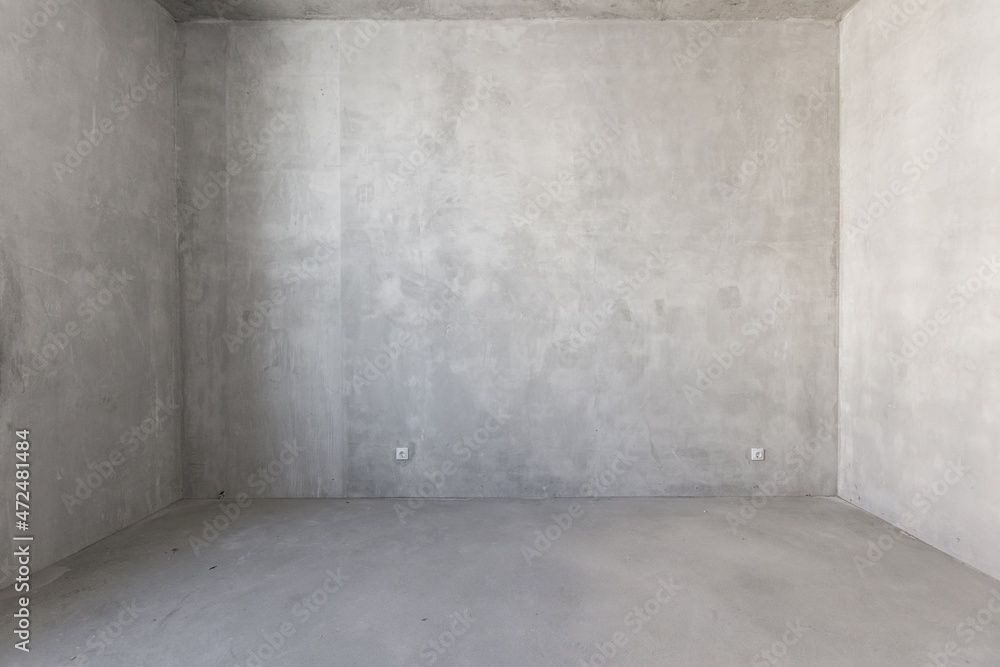 interior of the apartment without decoration in gray colors interior of the apartment without decoration in gray colors