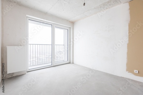 interior of the apartment without decoration in gray colors