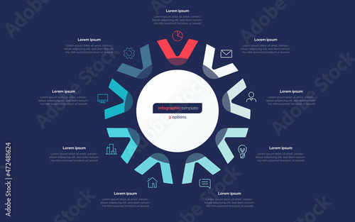 Nine option circle infographic design template. Vector illustration