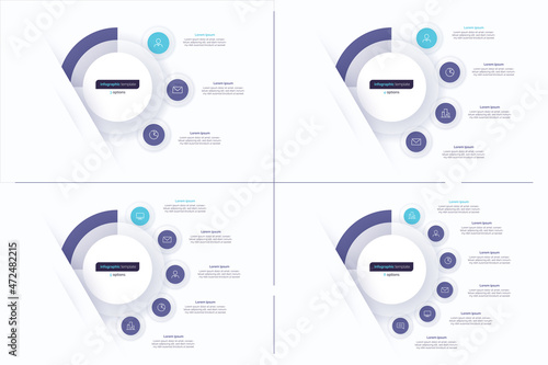 Set of circle infographic design vector templates. 3 4 5 6 options