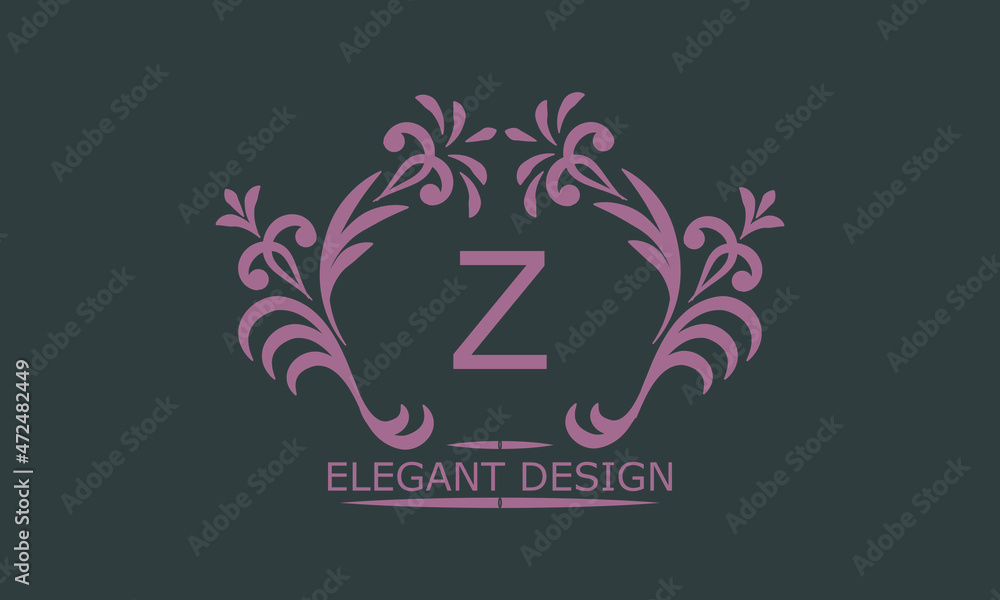 Vector logo design template in trendy linear style. Floral monogram with letter Z, place for text or letter. Emblem of the fashion, beauty and jewelry industry, business Vector logo design template in trendy linear style. Floral monogram with letter Z, place for text or letter. Emblem of the fashion, beauty and jewelry industry, business