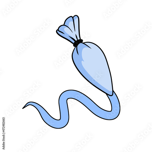 Pastry bag. Piping Cream Cake. Outline Icing bag. Cartoon illustration