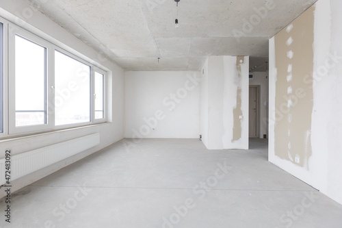 interior of the apartment without decoration in gray colors