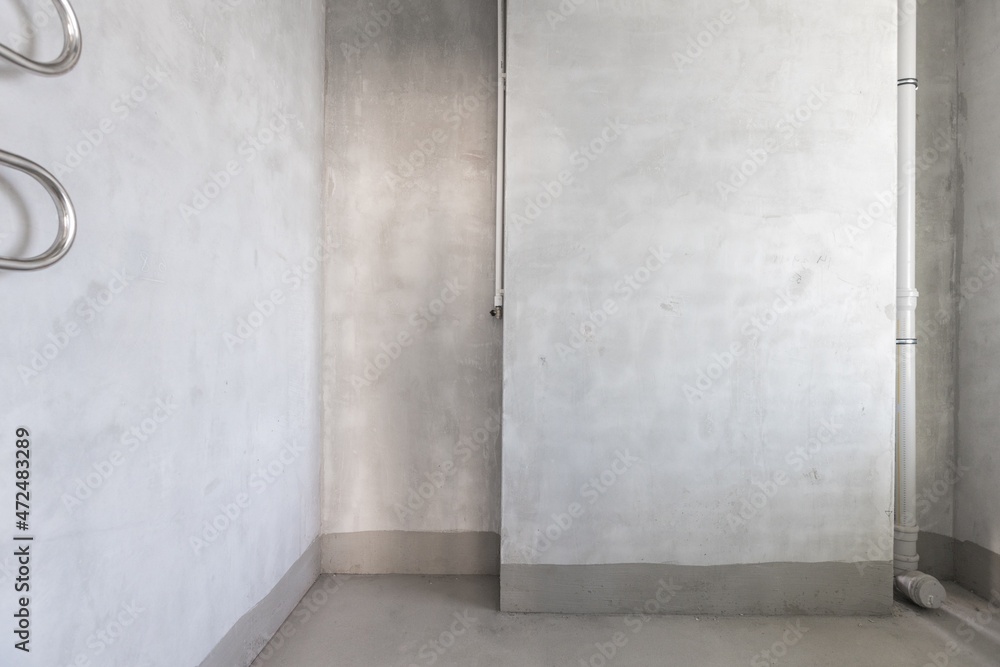 interior of the apartment without decoration in gray colors