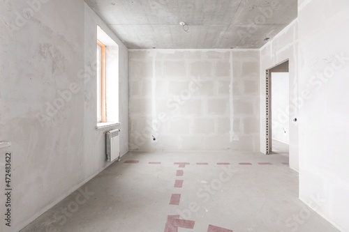 interior of the apartment without decoration in gray colors