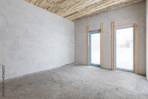 interior of the apartment without decoration in gray colors