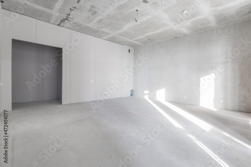 interior of the apartment without decoration in gray colors