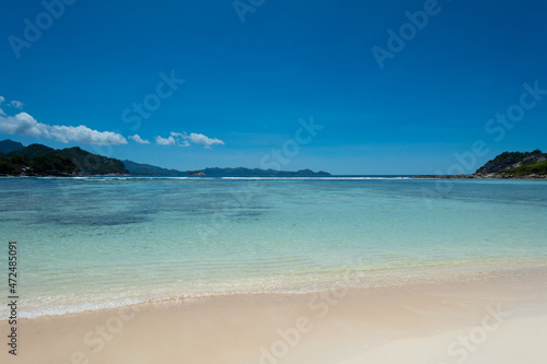 Beautiful Seychelles sunny beach landscape