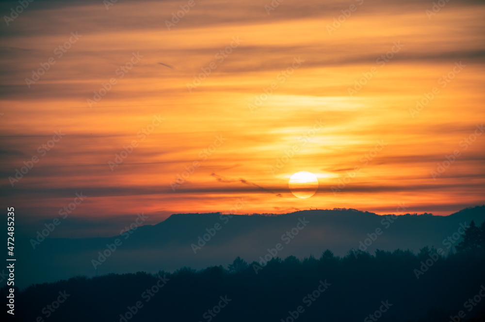Sunset over the Schönbuch forest
