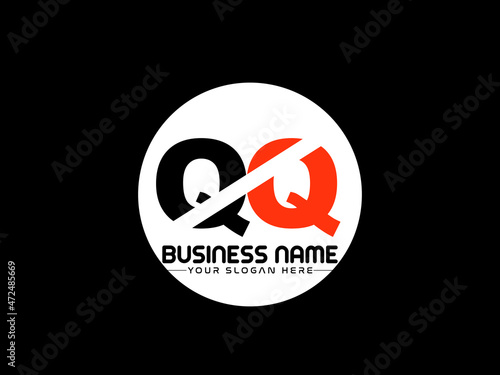 QQ Logo Letter design, Unique Letter qq company logo with geometric pillar style design