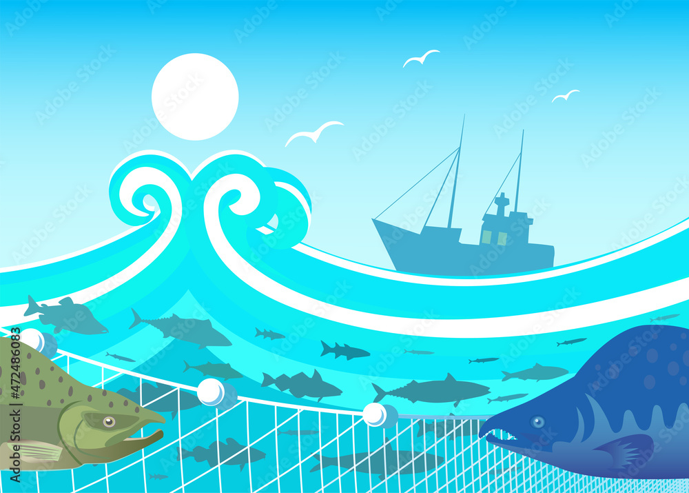 Obraz premium Fishing in the sea