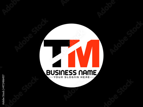 TM Logo Letter design, Unique Letter tm company logo with geometric pillar style design