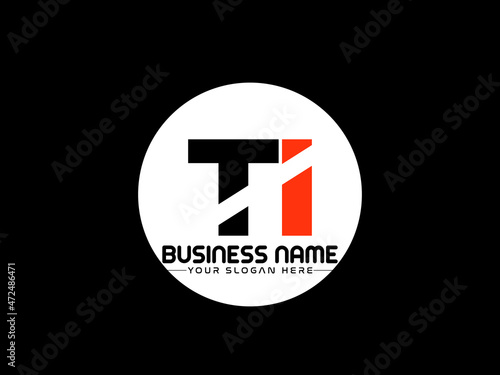 TI Logo Letter design, Unique Letter ti company logo with geometric pillar style design