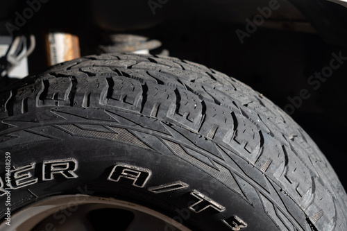 Truck tire close-up