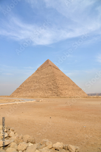 The Pyramid of Chephren in the desert.