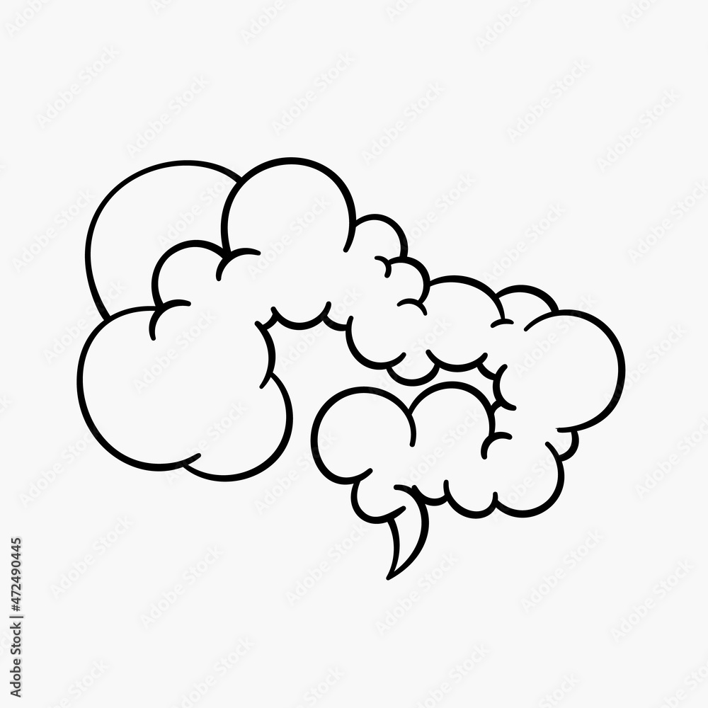 Comic clouds, cartoon vector clouds in line style isolated on light background. Comic clouds, cartoon vector clouds in line style isolated on light background.