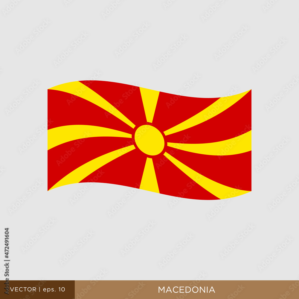 Waving flag of Macedonia vector illustration design template.