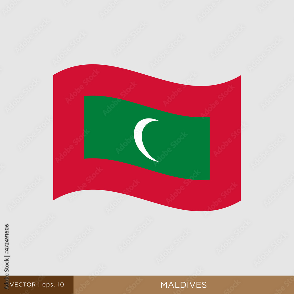 Waving flag of Maldives vector illustration design template. Waving flag of Maldives vector illustration design template.
