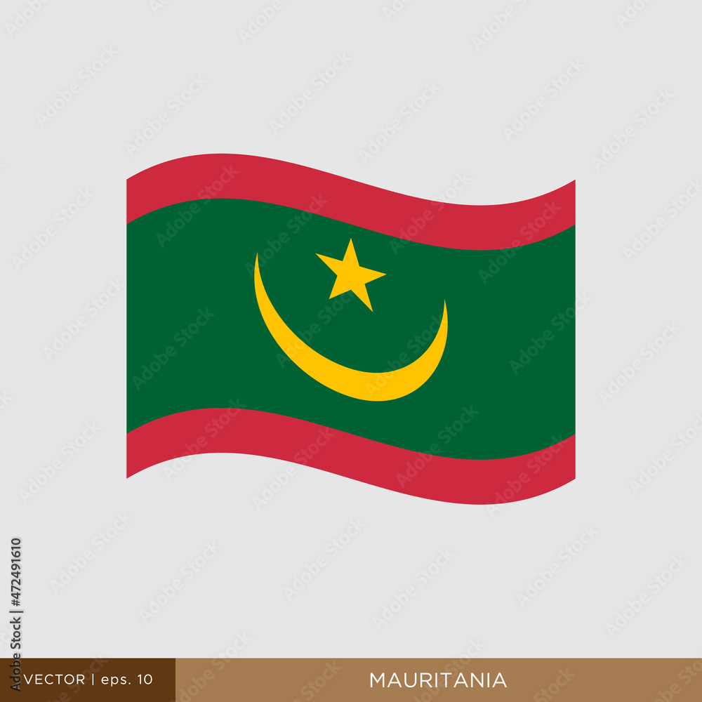 Waving flag of Mauritania vector illustration design template. Waving flag of Mauritania vector illustration design template.