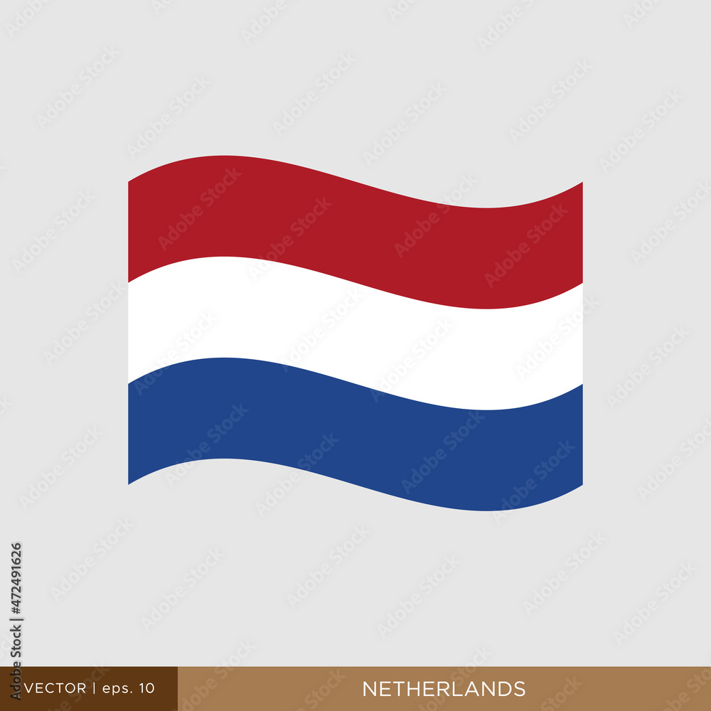 Waving flag of Netherlands vector illustration design template. Waving flag of Netherlands vector illustration design template.