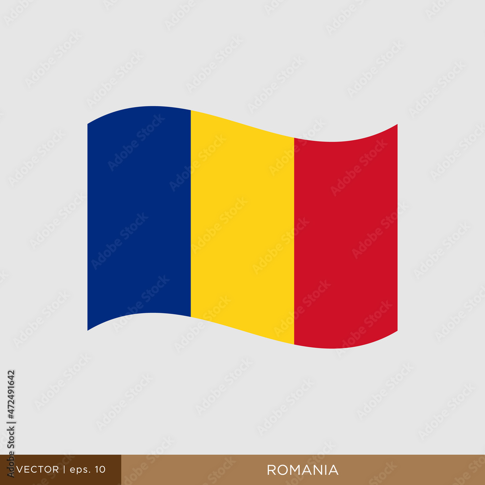 Fototapeta premium Waving flag of Romania vector illustration design template.