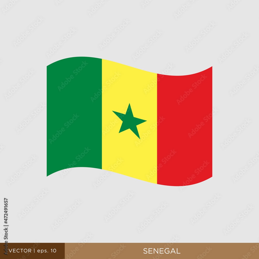 Waving flag of Senegal vector illustration design template. Waving flag of Senegal vector illustration design template.