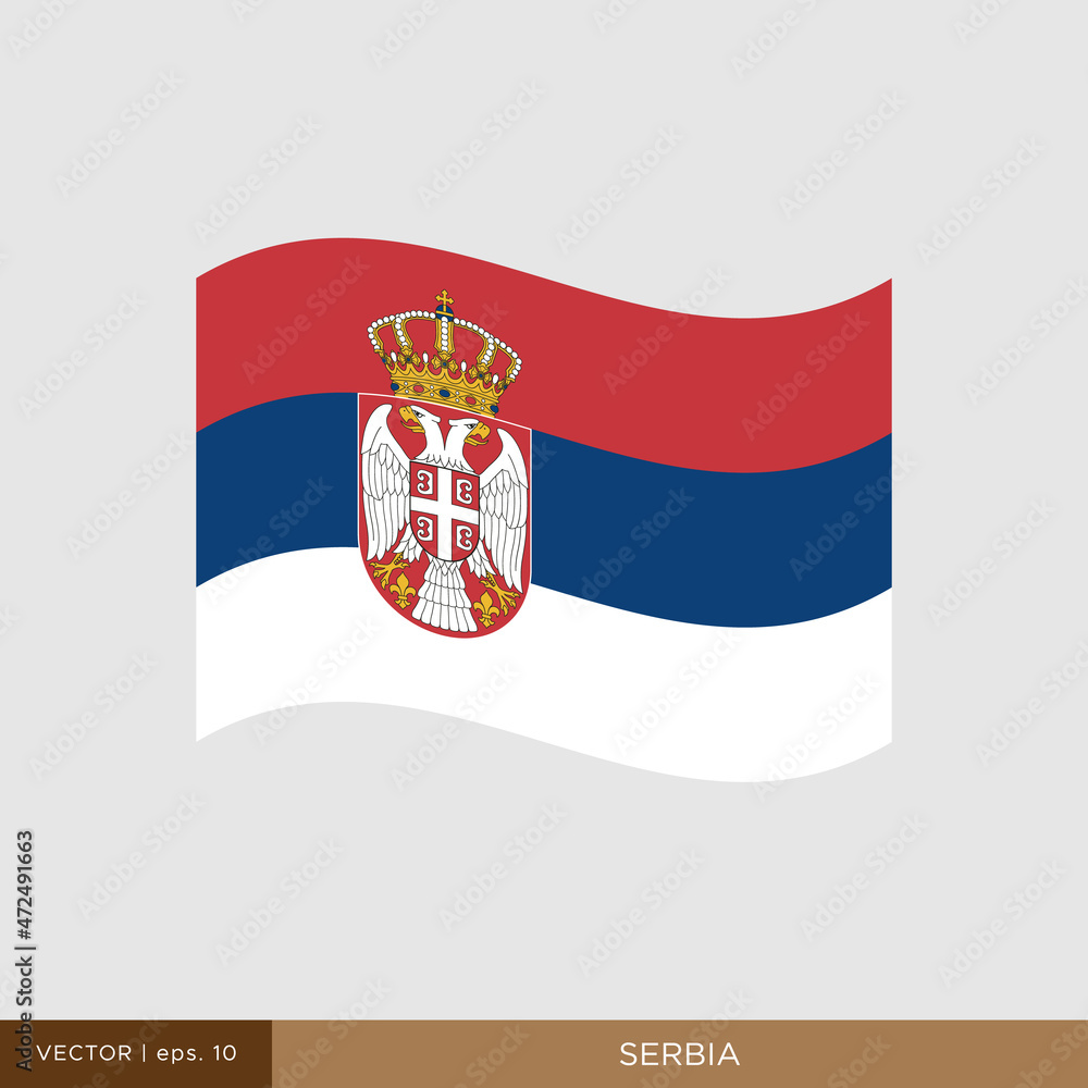 Waving flag of Serbia vector illustration design template.