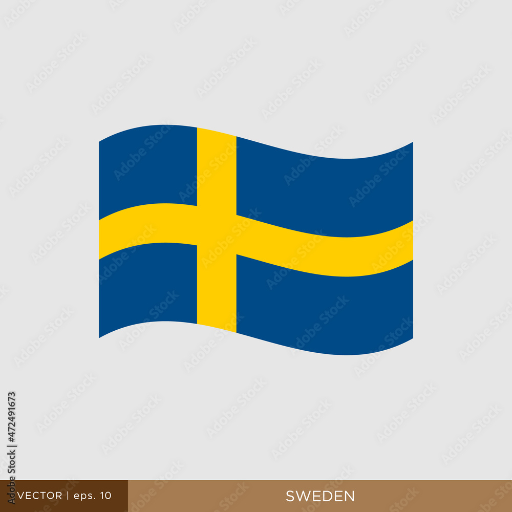 Waving flag of Sweden vector illustration design template. Waving flag of Sweden vector illustration design template.