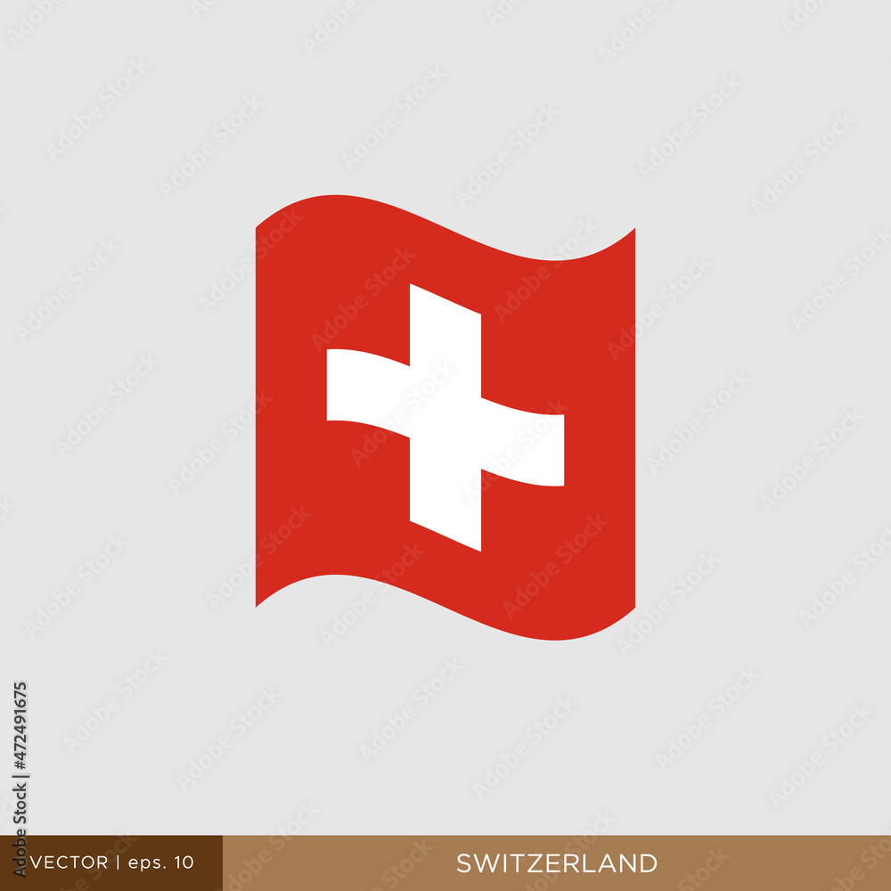 Waving flag of Switzerland vector illustration design template.