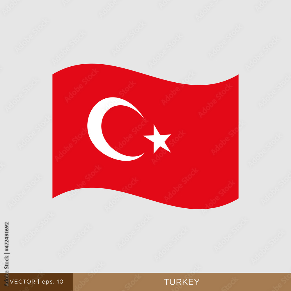 Obraz premium Waving flag of Turkey vector illustration design template.