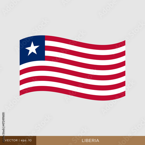 Waving flag of Liberia vector illustration design template.