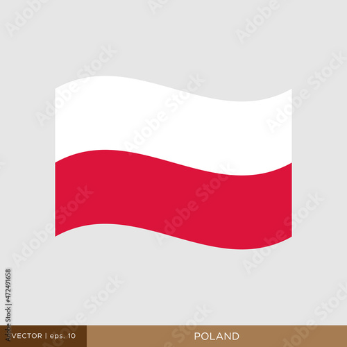 Waving flag of Poland vector illustration design template.