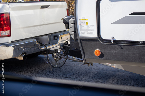 truck towing a trailer home