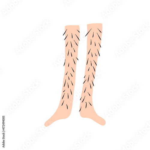Hairy legs doodle vector illustration, hand drawn