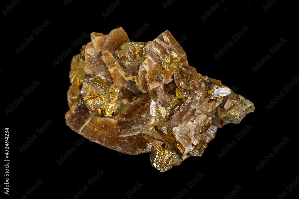 Macro siderite mineral stone on black background Macro siderite mineral stone on black background
