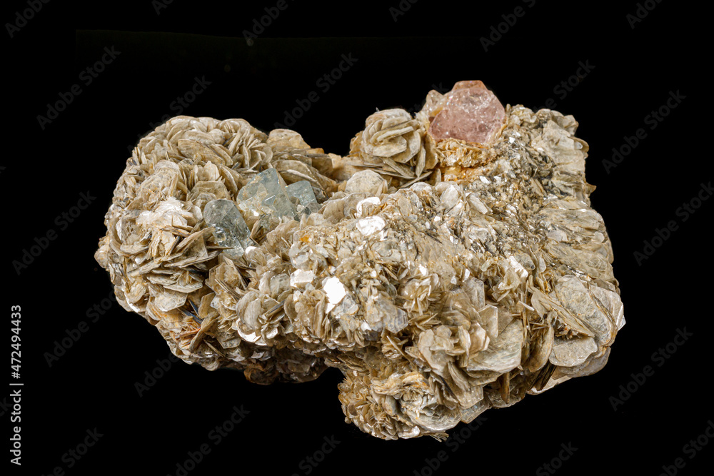 Macro stone Topaz mineral on a black background Macro stone Topaz mineral on a black background