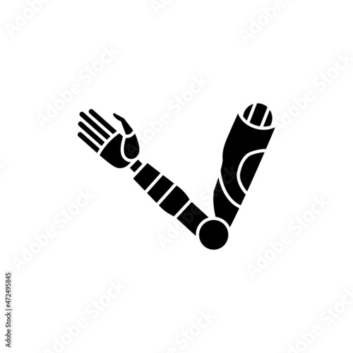 Bio artificial hand color line icon. Disability. Isolated vector element.
