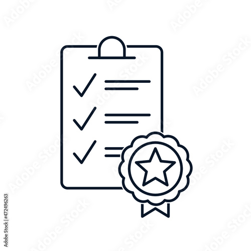 Quality guarantee concept, document. Vector icon isolated on white background.