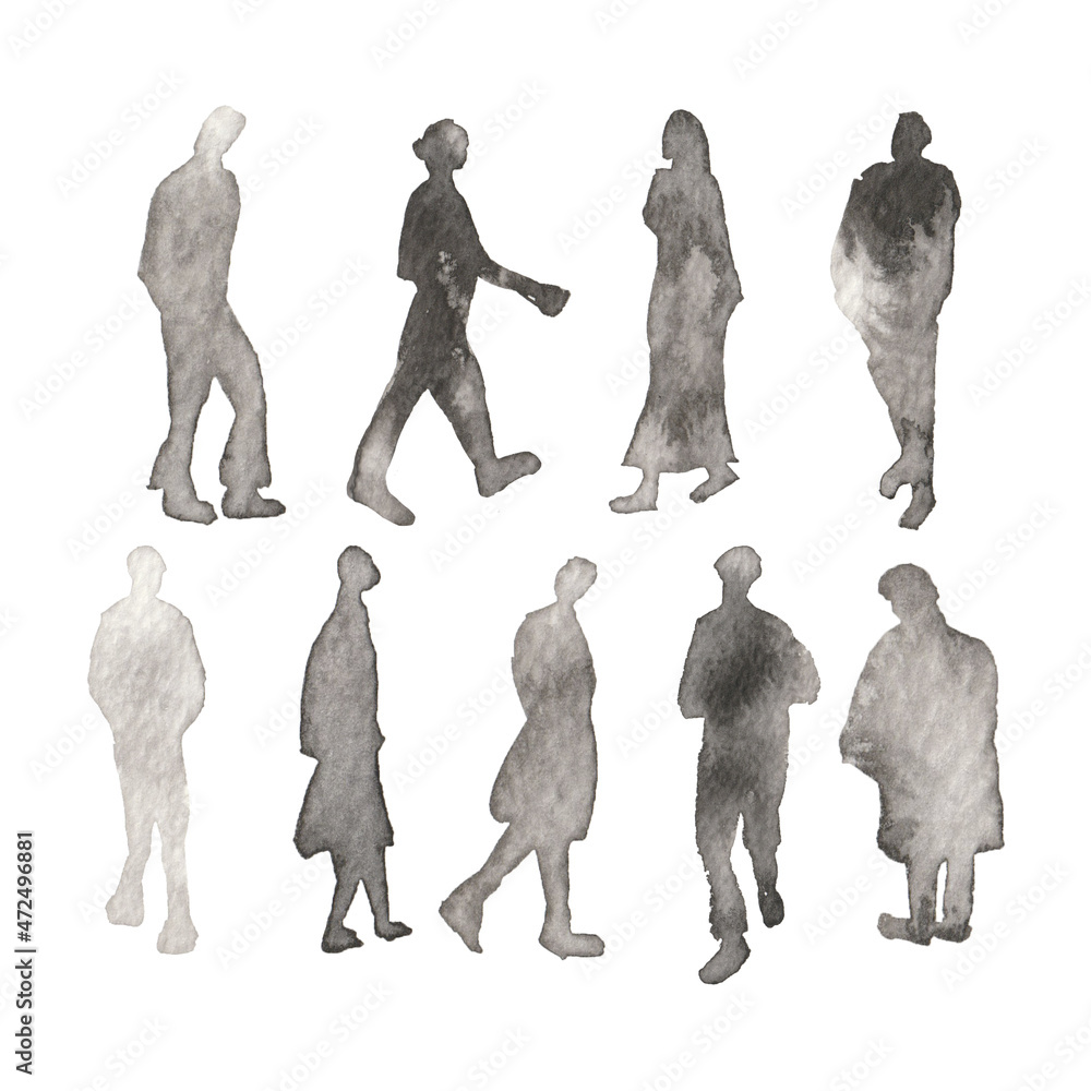 Watercolor vector set of people, shape of people Stock Vector | Adobe Stock