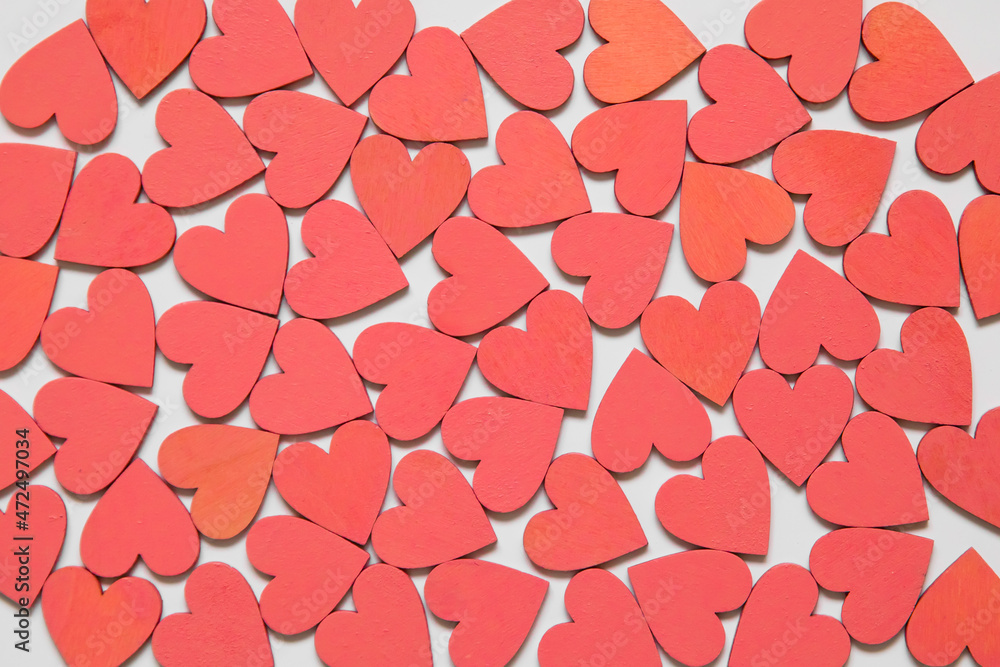 Valentine day background with red hearts, top view Valentine day background with red hearts, top view