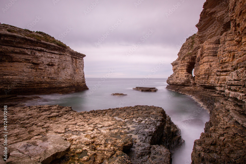 Cloudy weather also rocks the sea. Magnificent sea view on the Black Sea coast, Kerpe Cliffs Turkey Cloudy weather also rocks the sea. Magnificent sea view on the Black Sea coast, Kerpe Cliffs Turkey