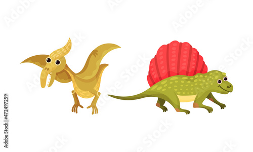 Set of cute baby dinosaurs vector illustration on white background